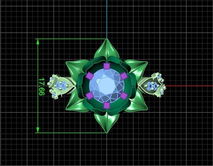 ring flower with stones 3D print model_24
