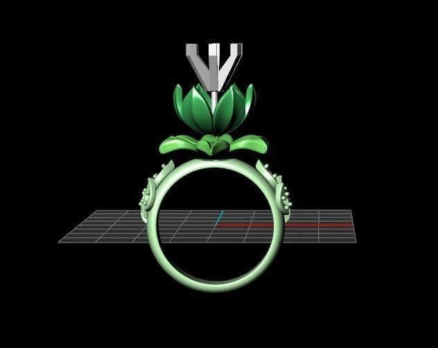 ring flower with stones 3D print model_36