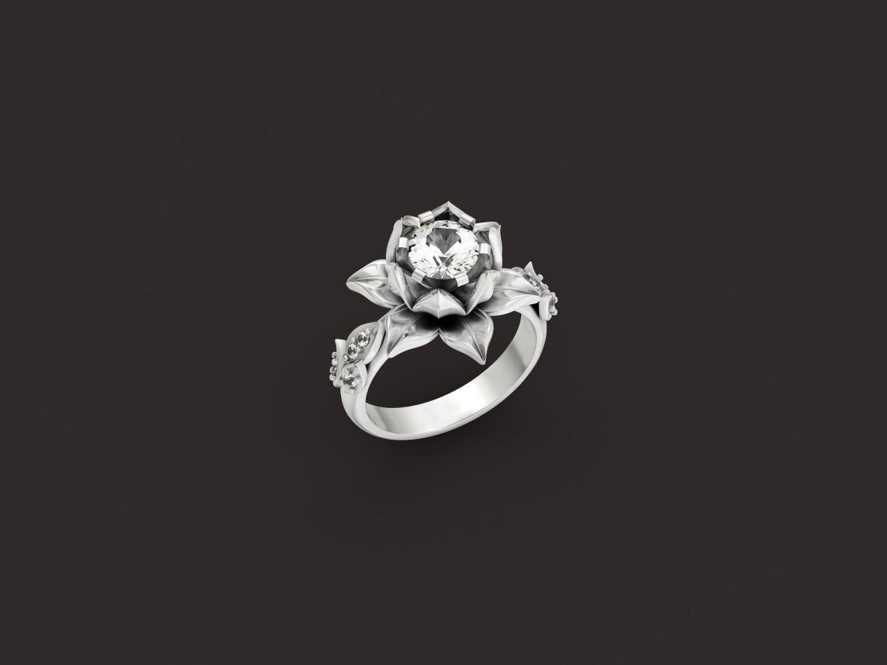 ring flower with stones 3D print model_38