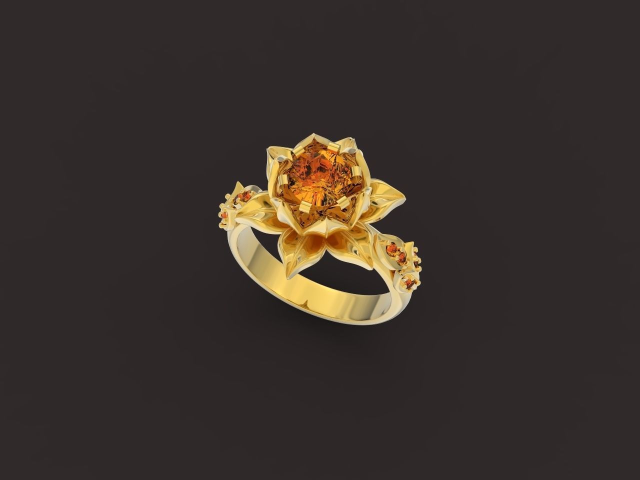 ring flower with stones 3D print model_17