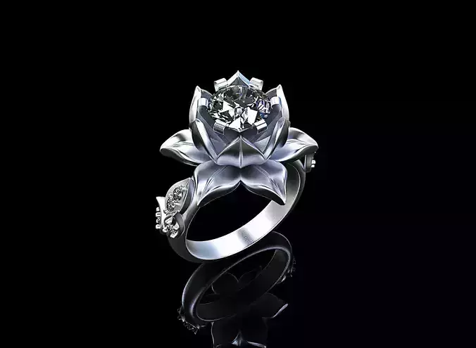 ring flower with stones 3D print model ring flower with stones 3D print model