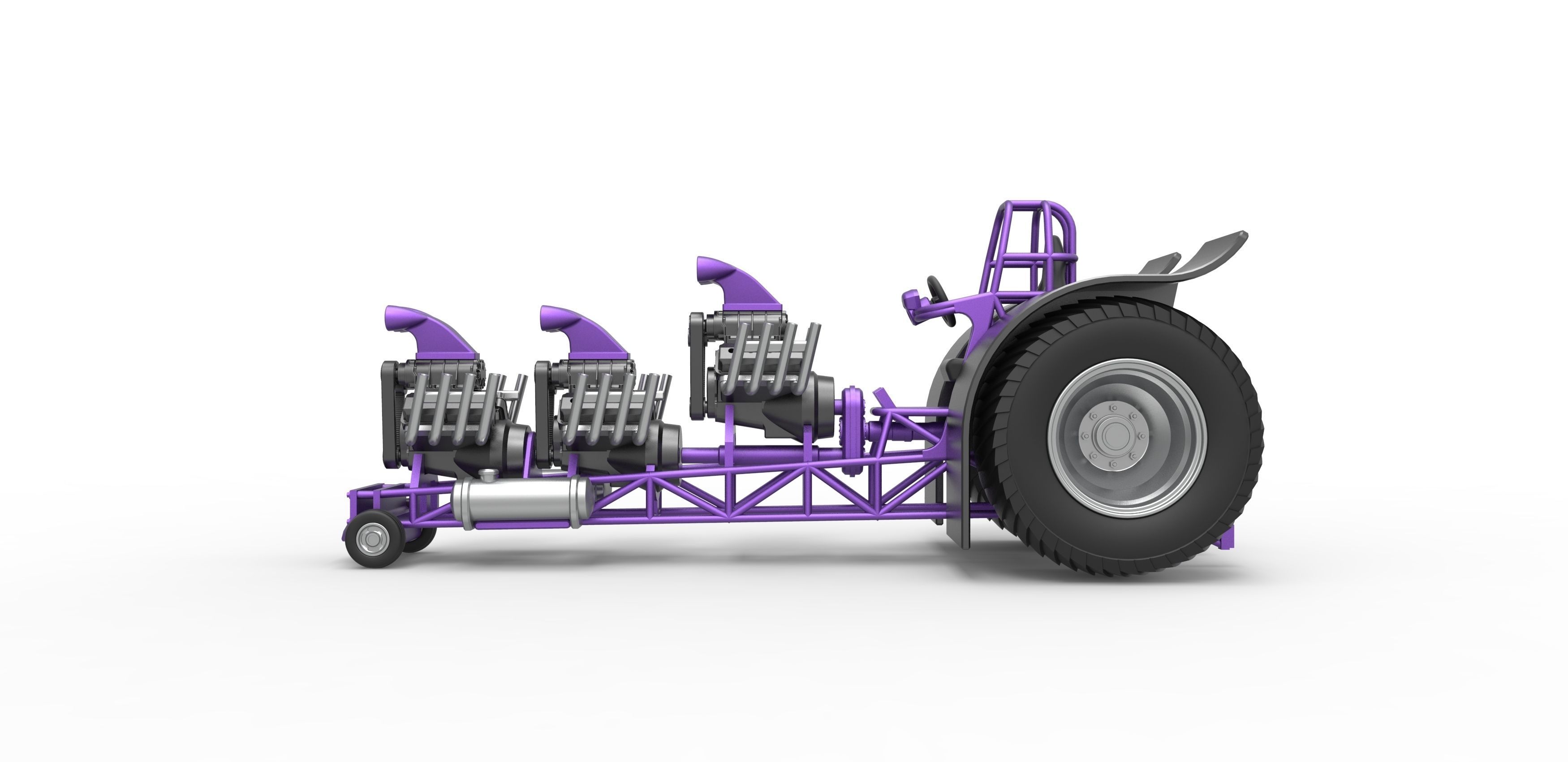 Pulling tractor with 3 engines V8 Scale 1 to 25 3D print model_7