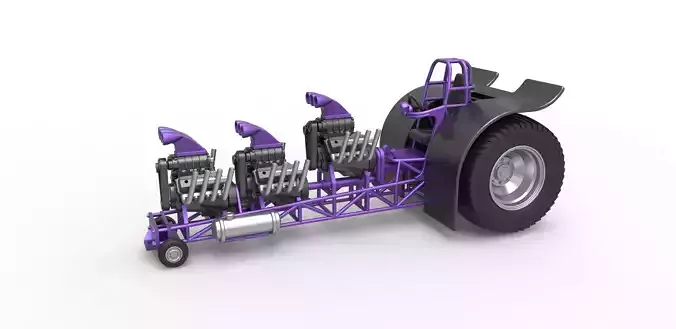 Pulling tractor with 3 engines V8 Scale 1 to 25