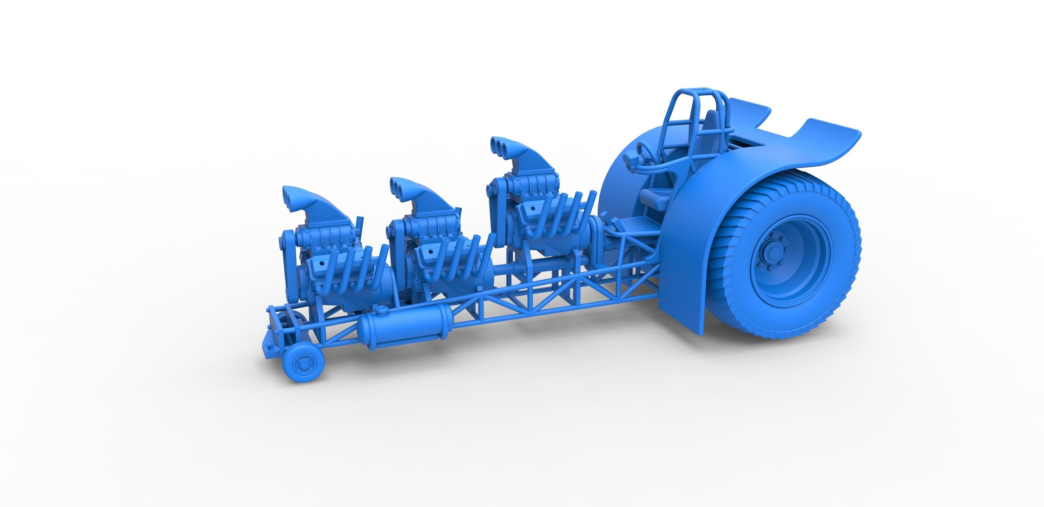 Pulling tractor with 3 engines V8 Scale 1 to 25 3D print model_14