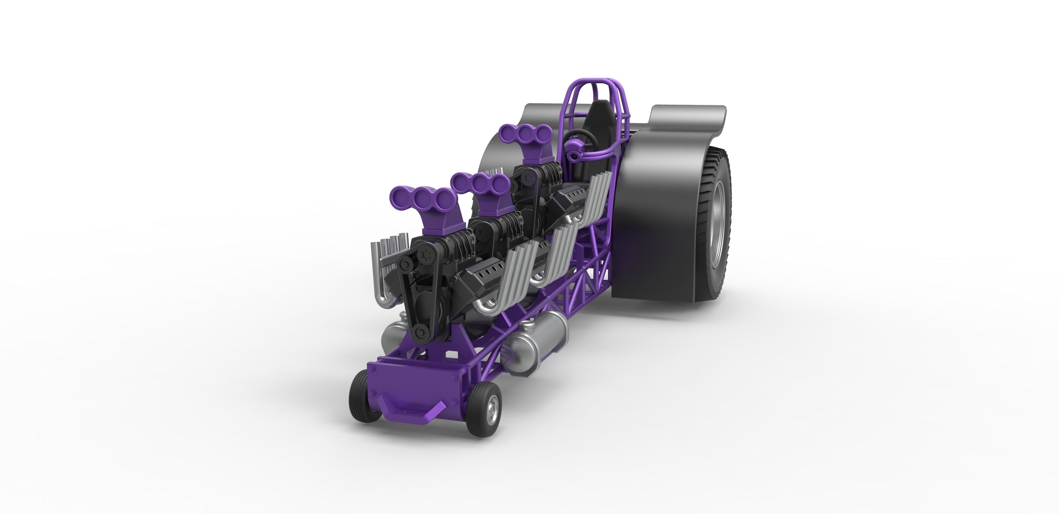 Pulling tractor with 3 engines V8 Scale 1 to 25 3D print model_3
