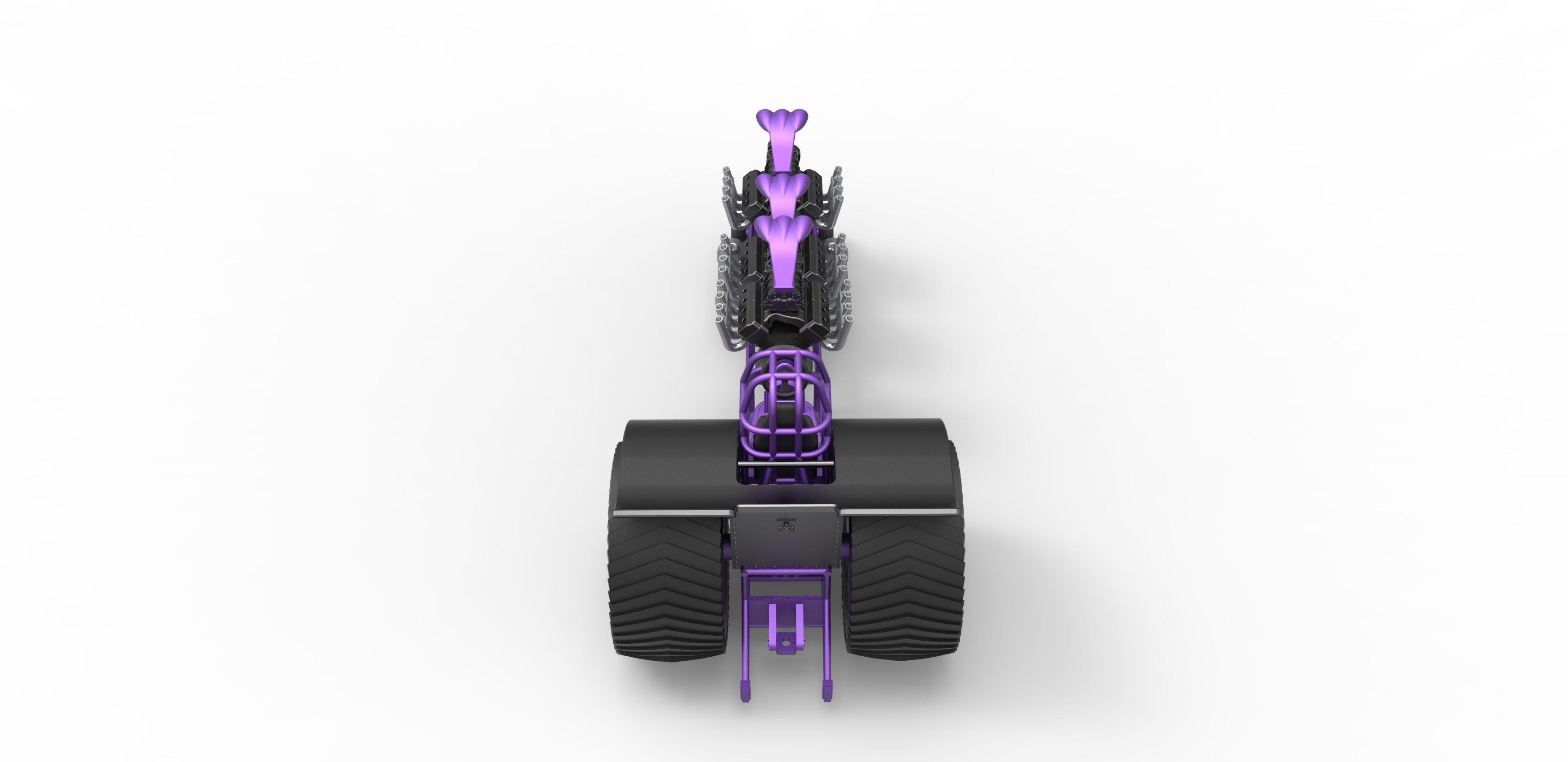 Pulling tractor with 3 engines V8 Scale 1 to 25 3D print model_12