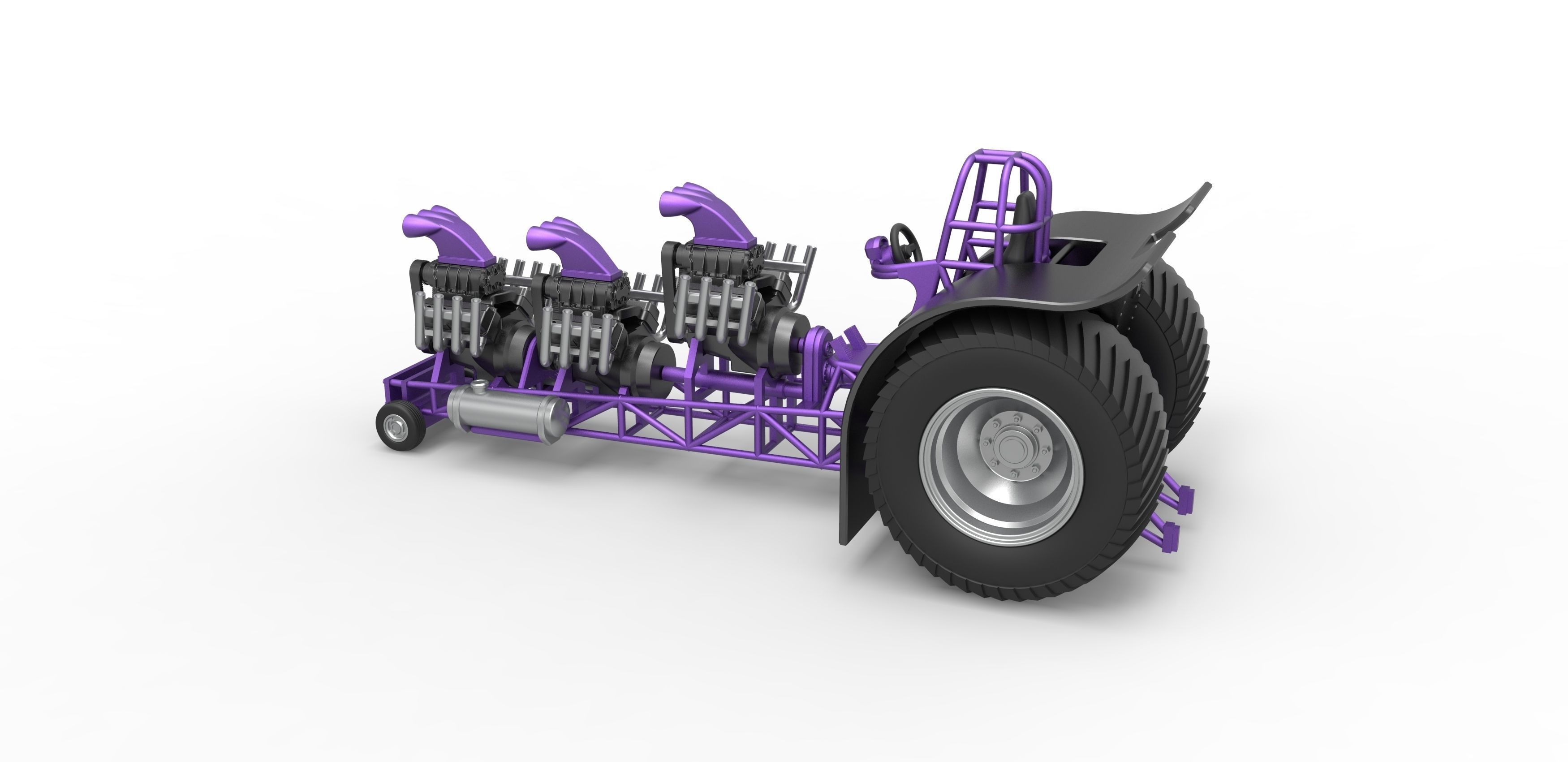 Pulling tractor with 3 engines V8 Scale 1 to 25 3D print model_10