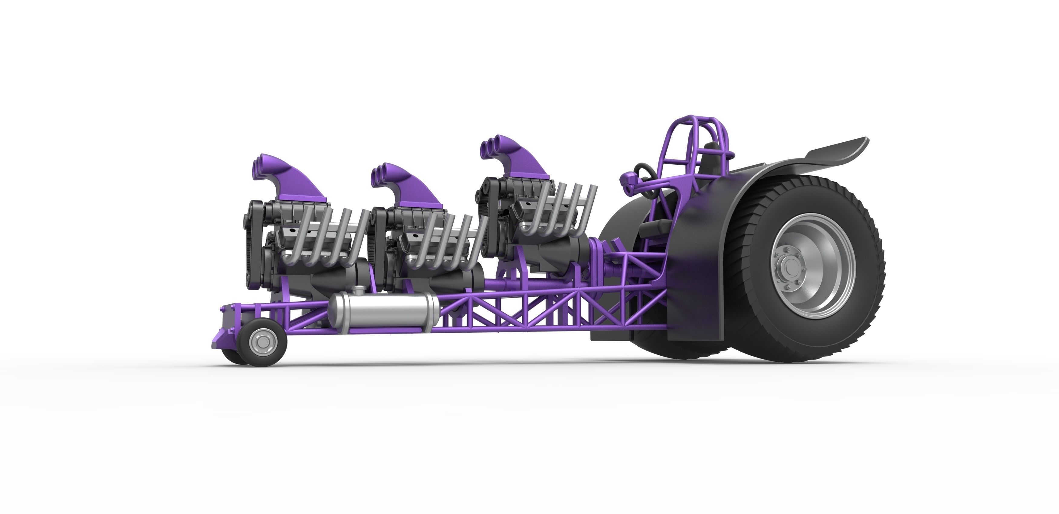 Pulling tractor with 3 engines V8 Scale 1 to 25 3D print model_2