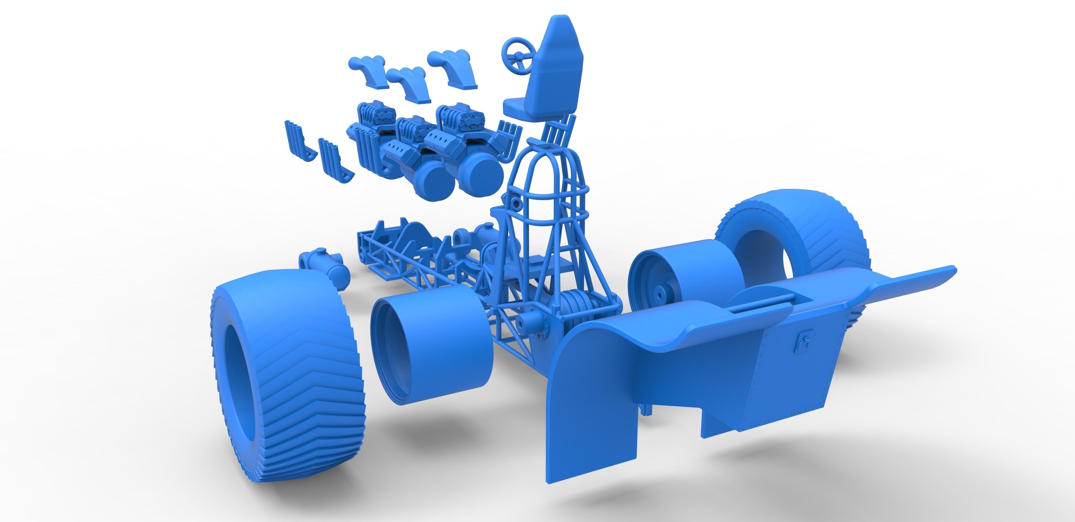 Pulling tractor with 3 engines V8 Scale 1 to 25 3D print model_33