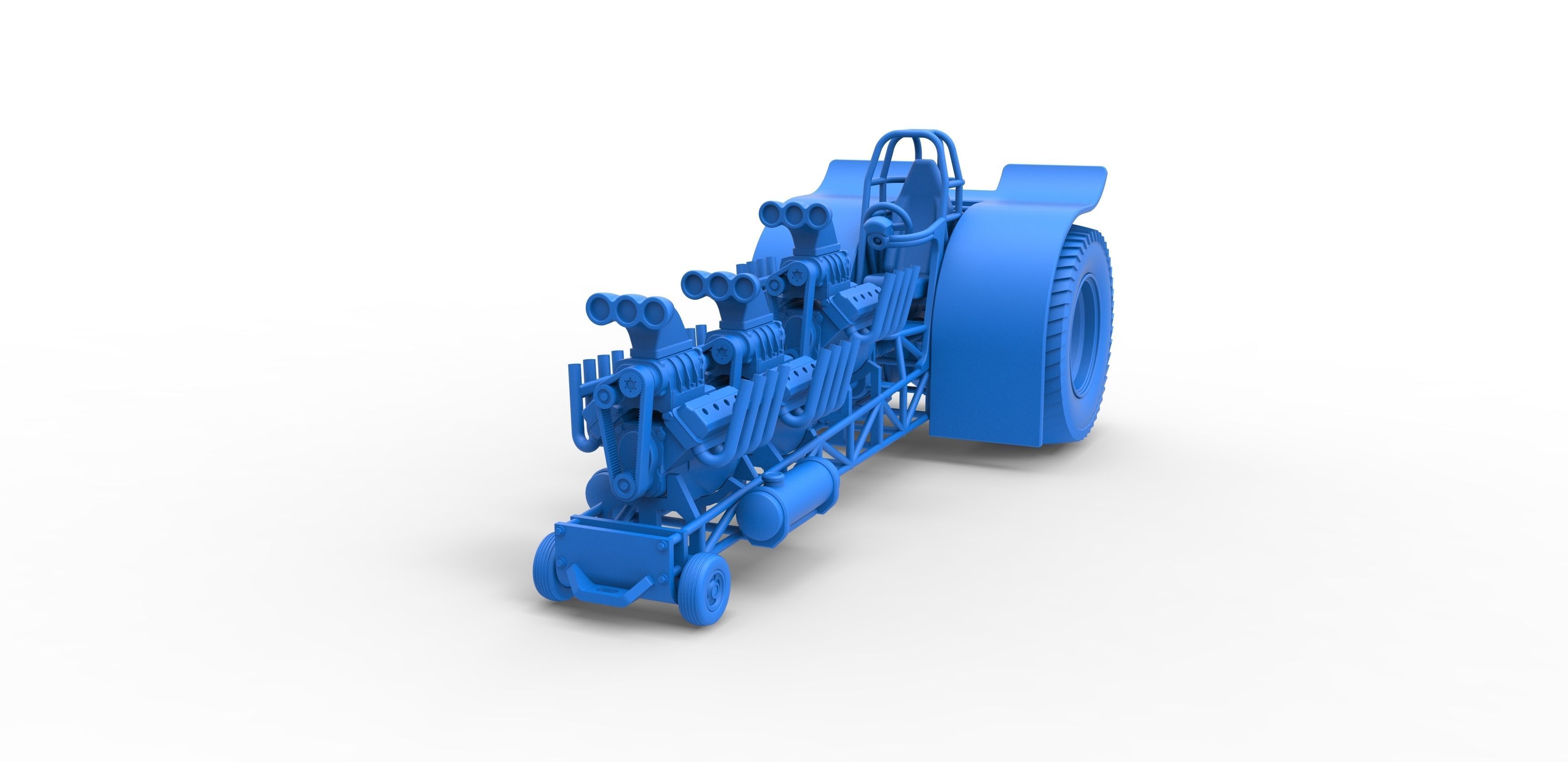 Pulling tractor with 3 engines V8 Scale 1 to 25 3D print model_16
