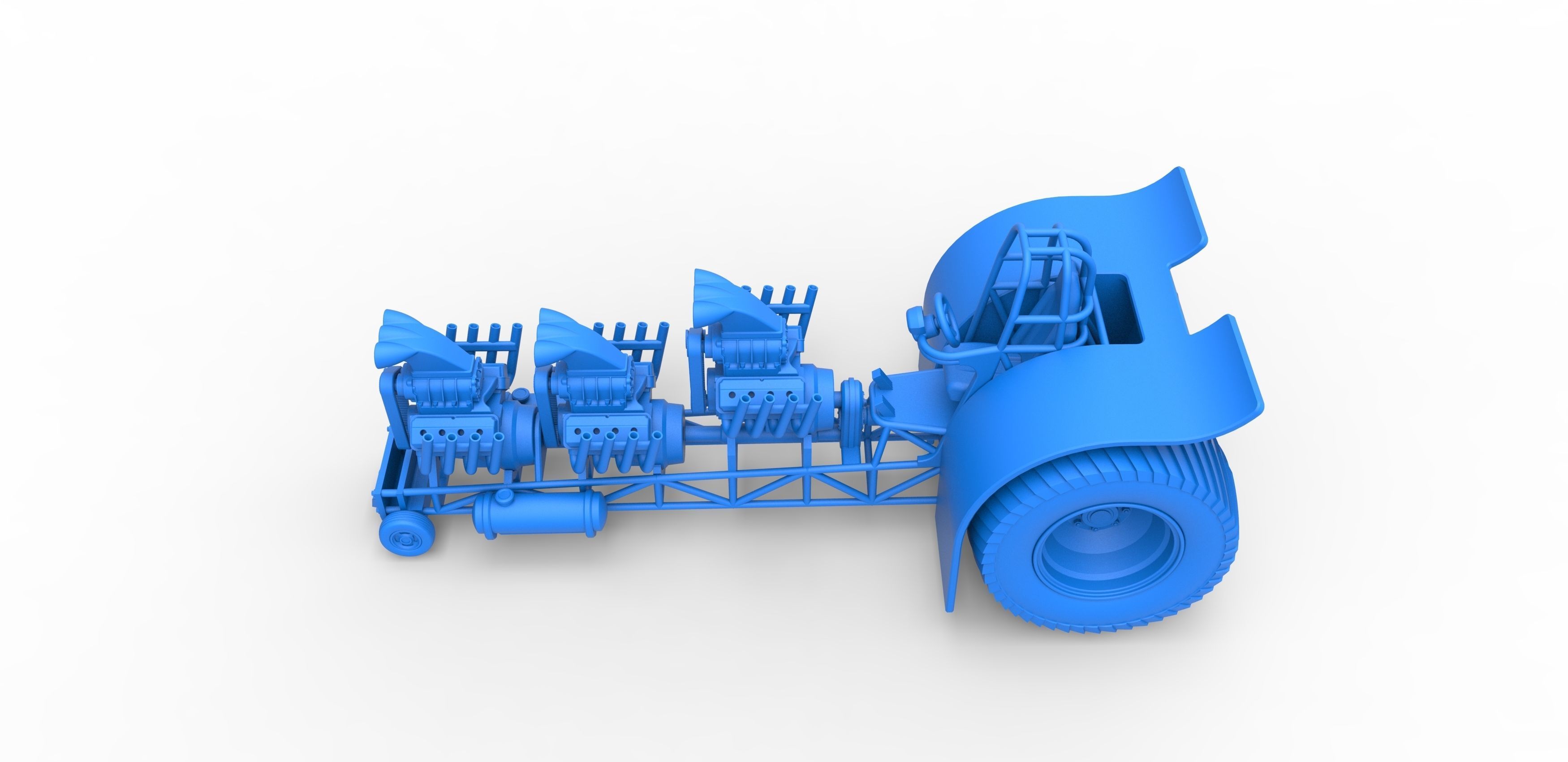 Pulling tractor with 3 engines V8 Scale 1 to 25 3D print model_21