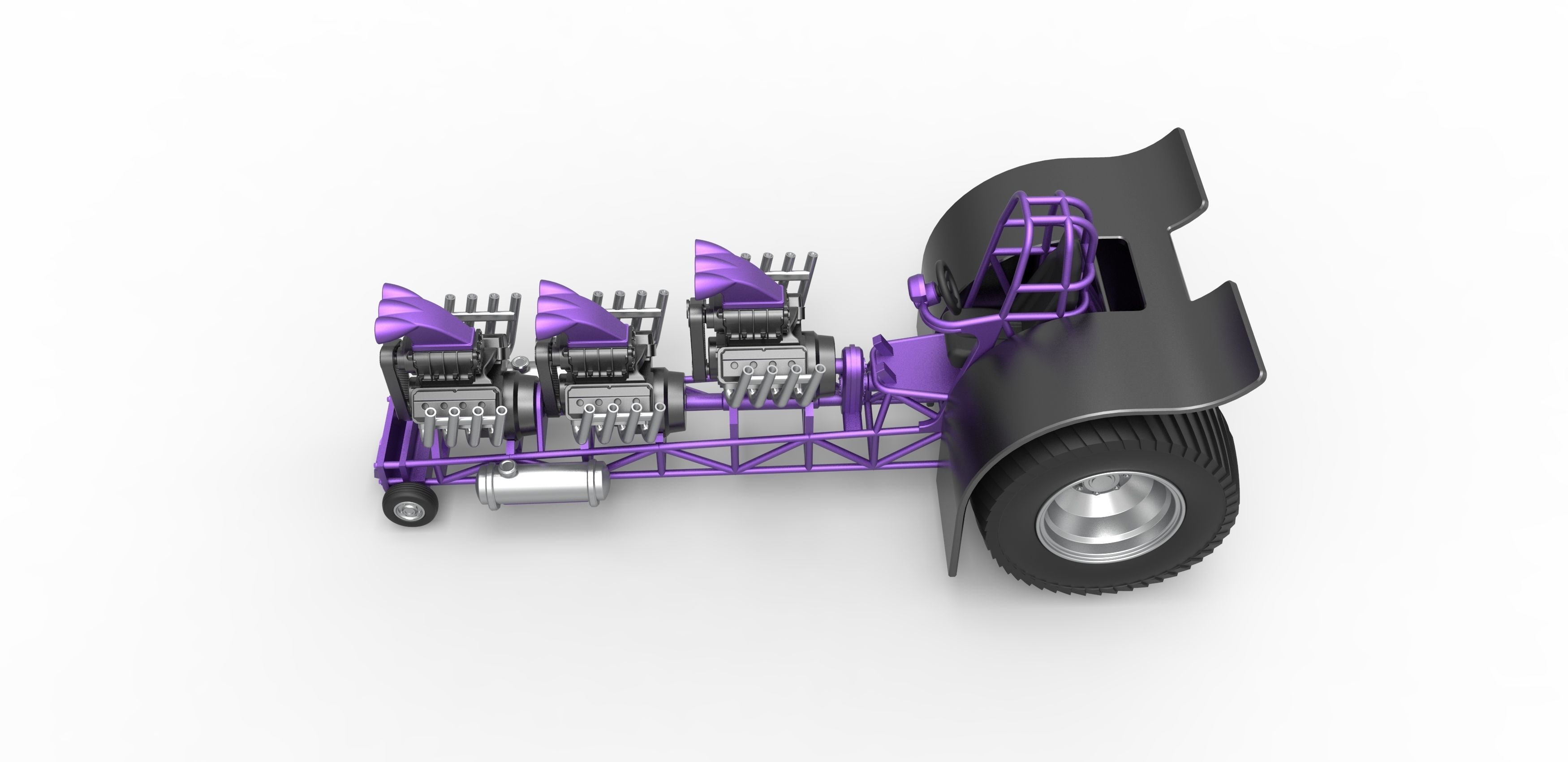 Pulling tractor with 3 engines V8 Scale 1 to 25 3D print model_8