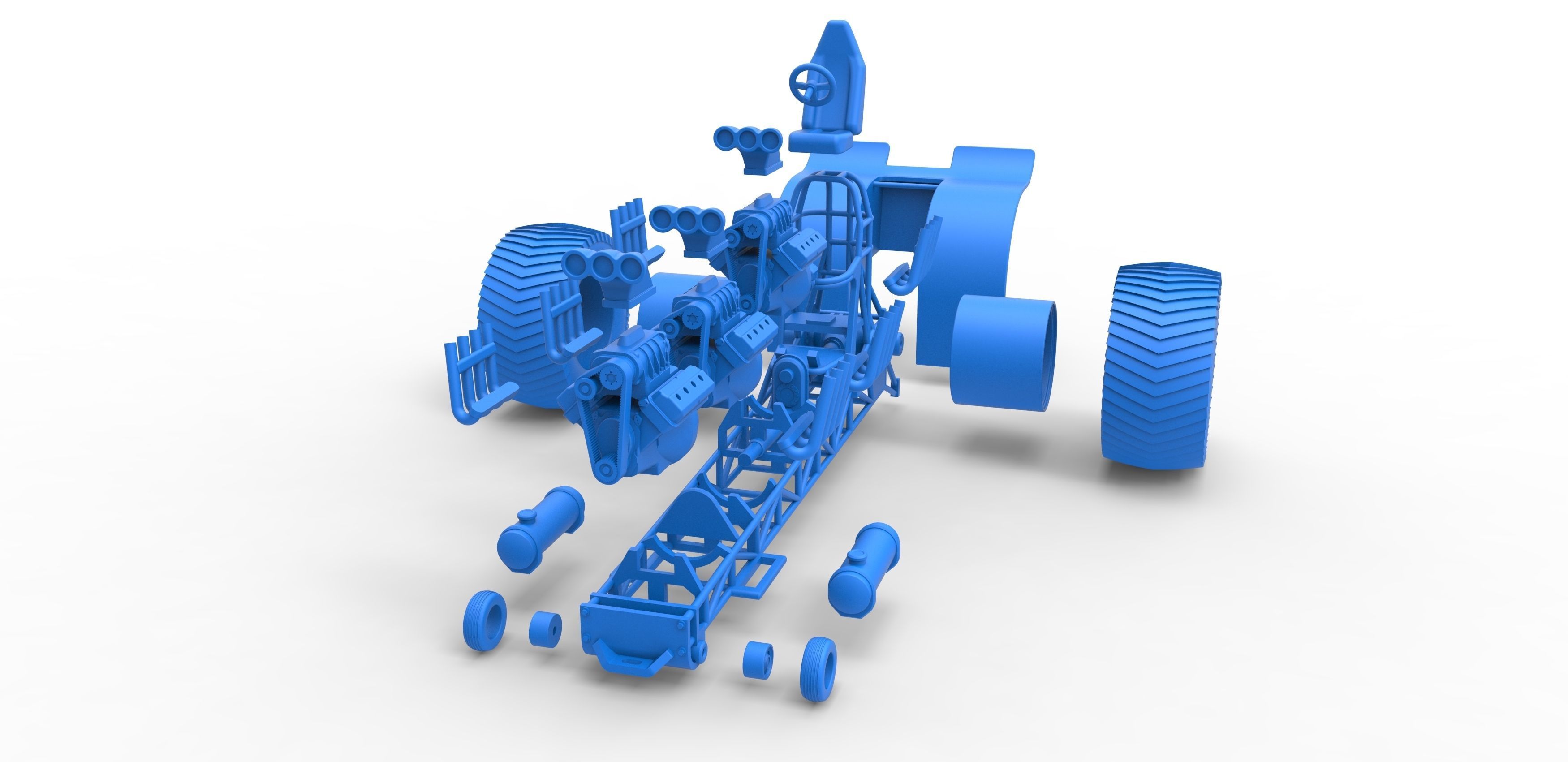 Pulling tractor with 3 engines V8 Scale 1 to 25 3D print model_30
