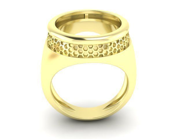 mens ring with black stone and pattern two options 3D print model_4