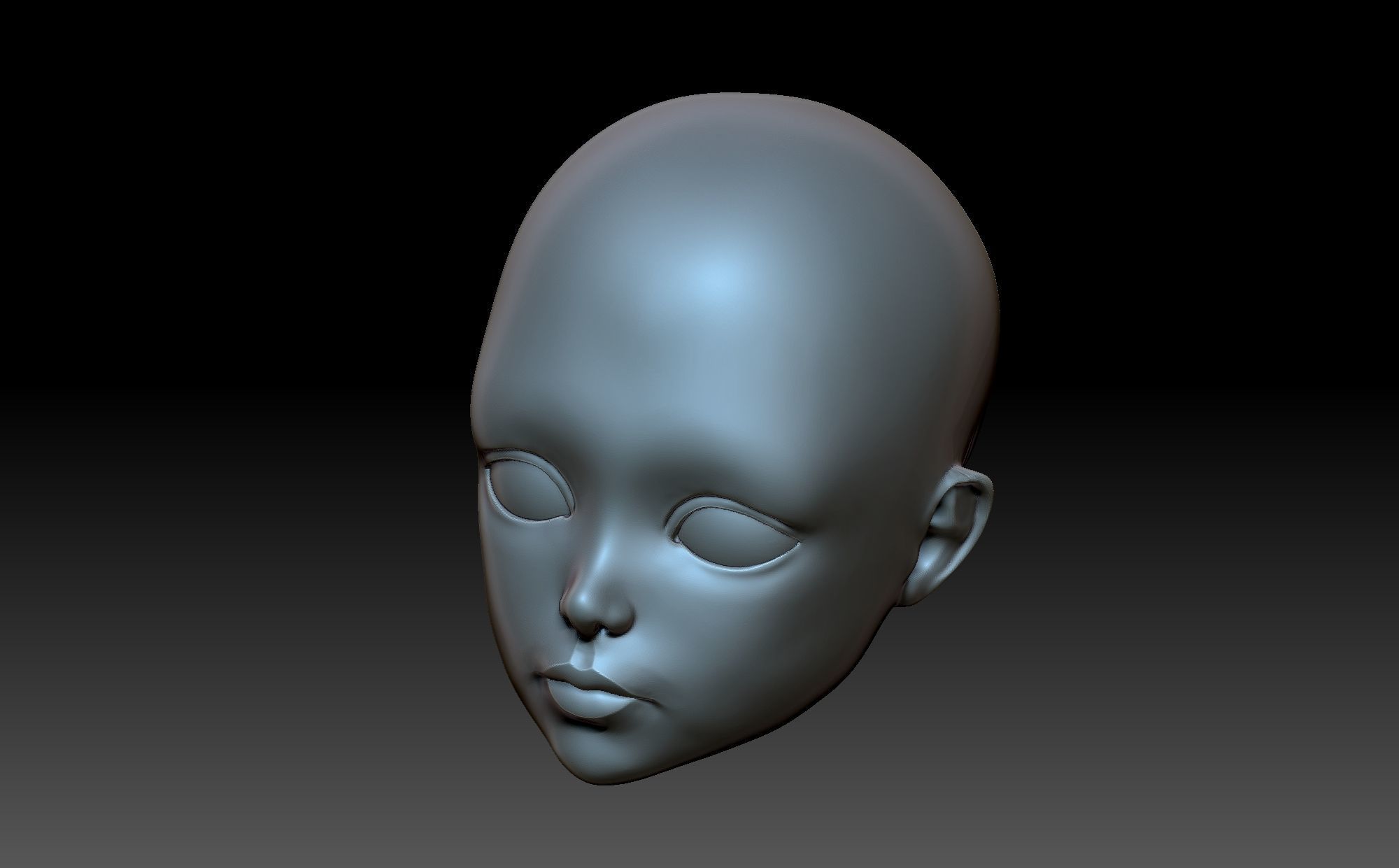 Doll head 3D print model_5