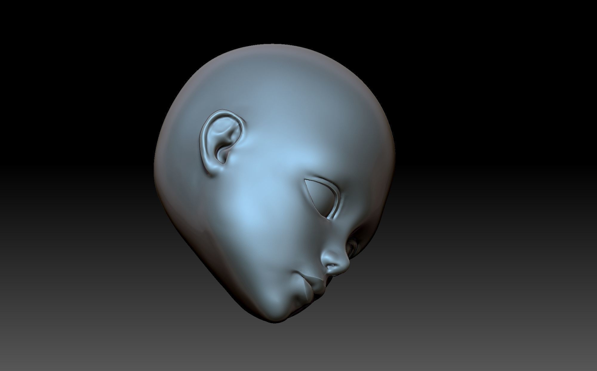 Doll head 3D print model_7