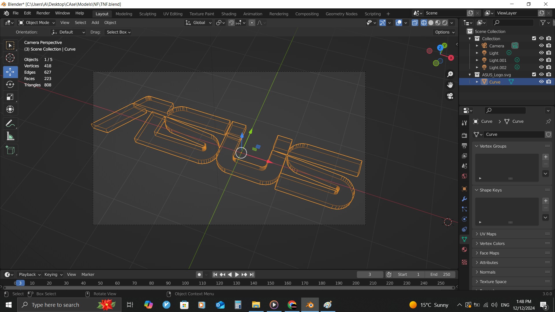 Apple logo Low-poly 3D model_6