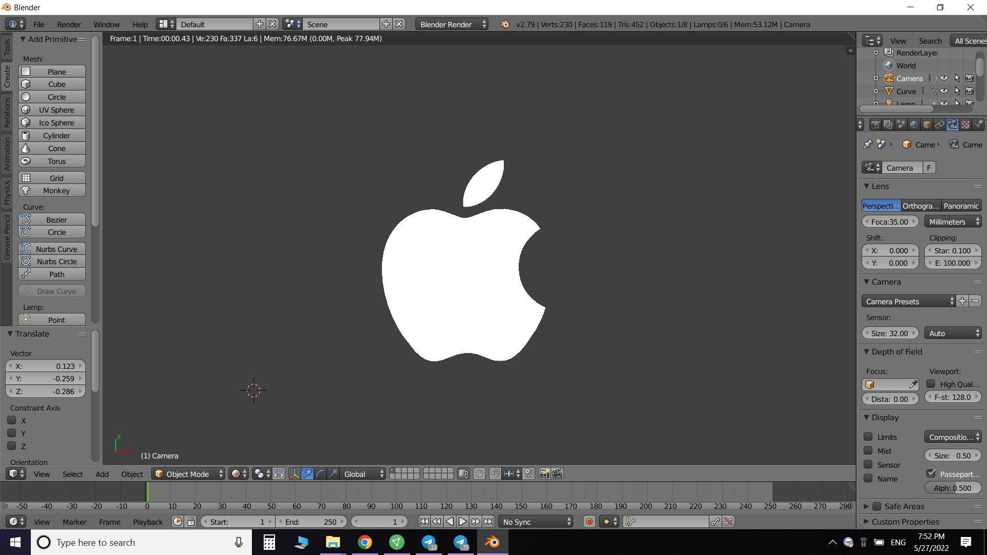 Apple logo Low-poly 3D model_3