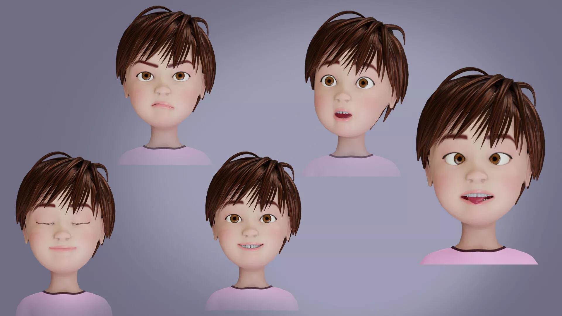 Cartoon teen boy rigged with Unity Low-poly 3D model