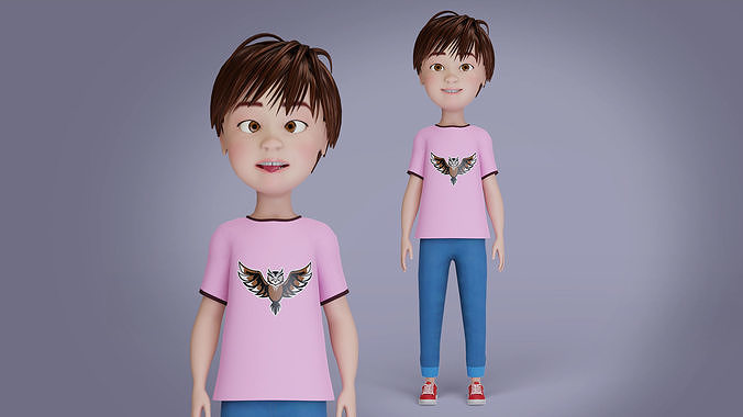Cartoon teen boy rigged with Unity  Low-poly 3D model