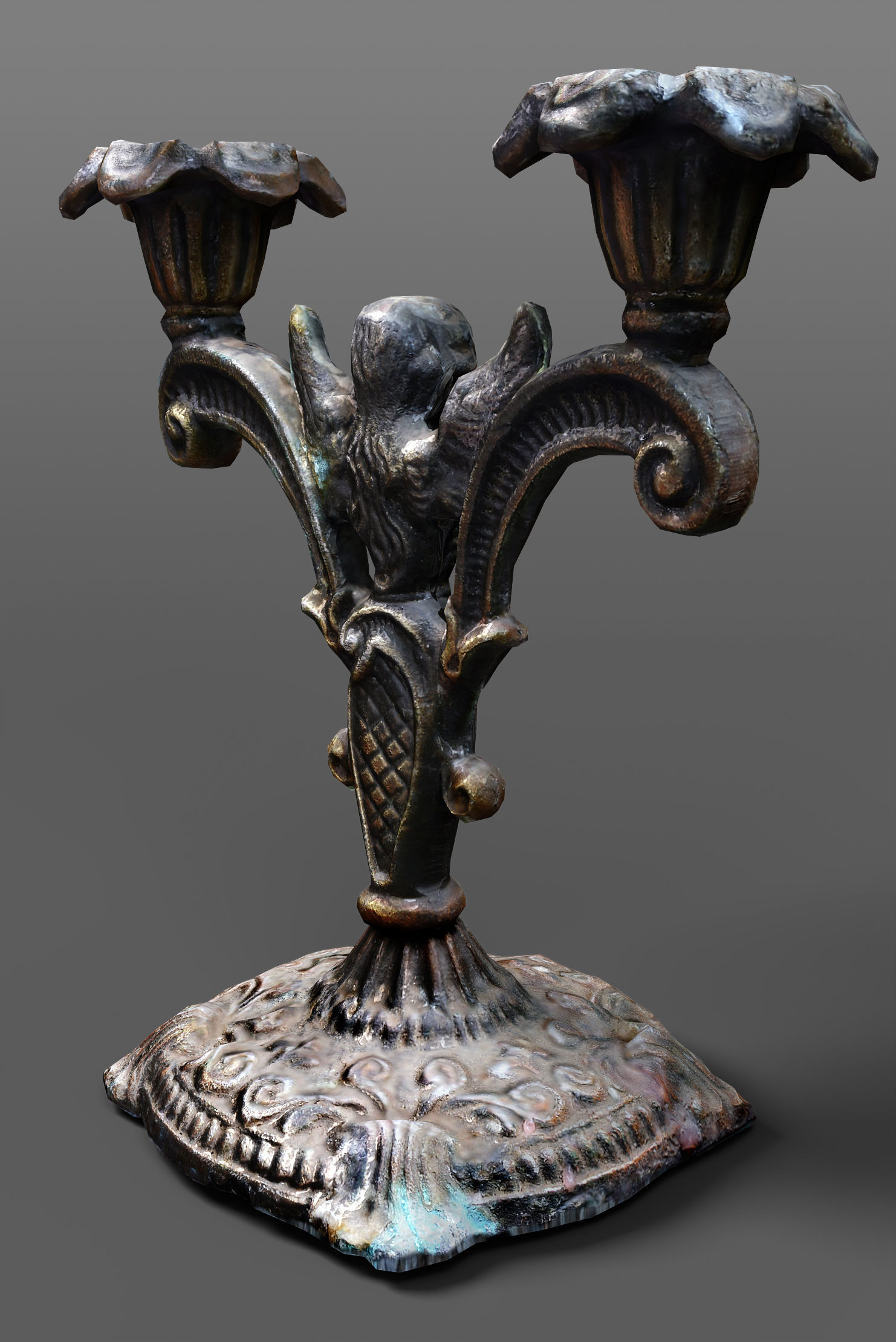 old candlestick Low-poly 3D model_2