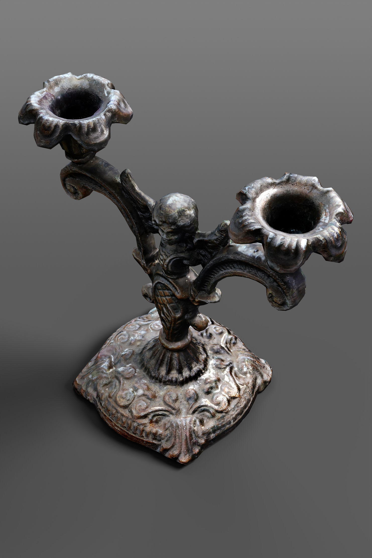 old candlestick Low-poly 3D model_1