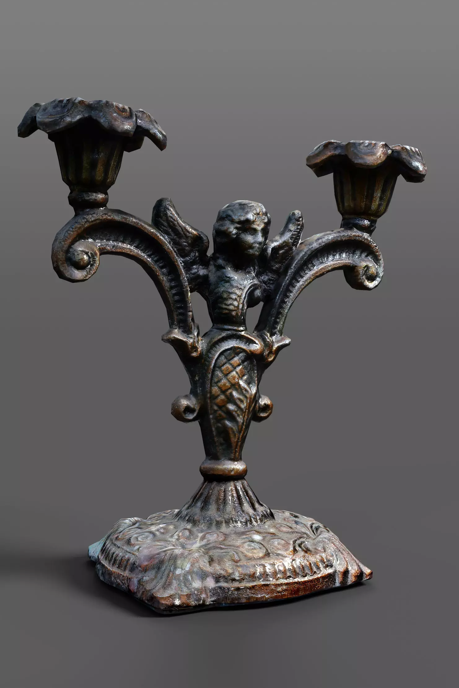old candlestick Low-poly 3D model_0