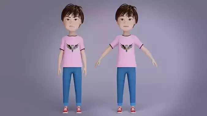 Cartoon teen boy NO RIG in blender 