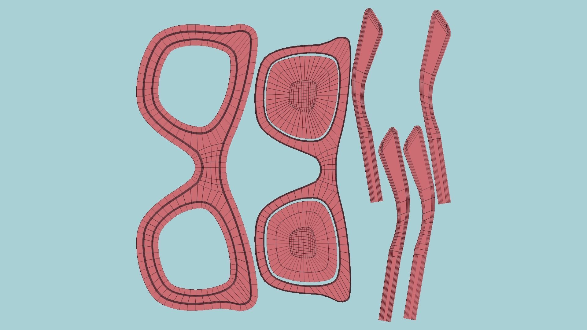 Sunglass E01 Red - Character Design Fashion Low-poly 3D model_13