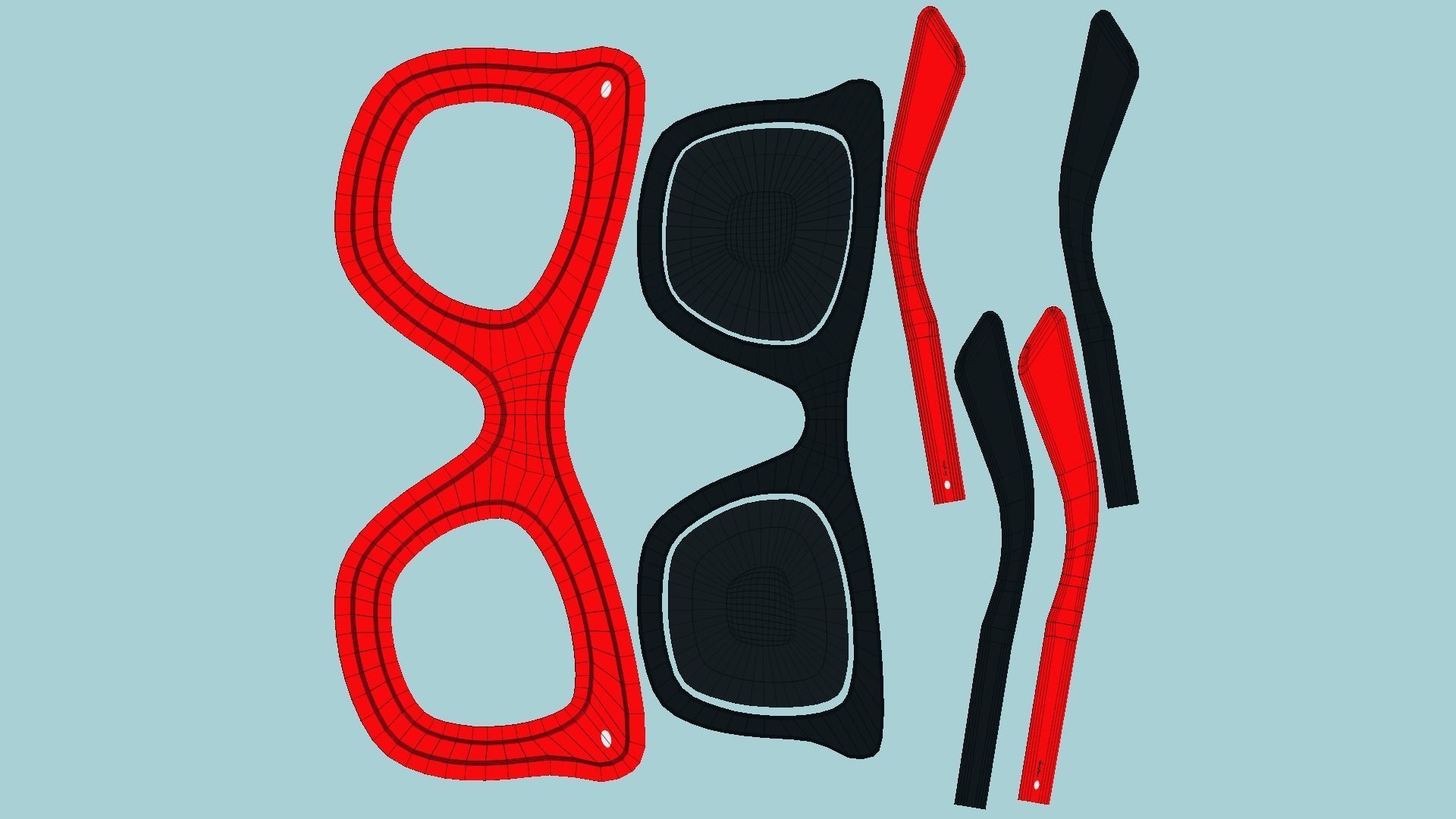 Sunglass E01 Red - Character Design Fashion Low-poly 3D model_5