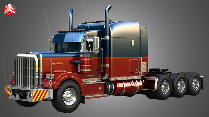 57P Semi Truck - Ultra Cab Sleeper Truck - Tri Axle 3D model