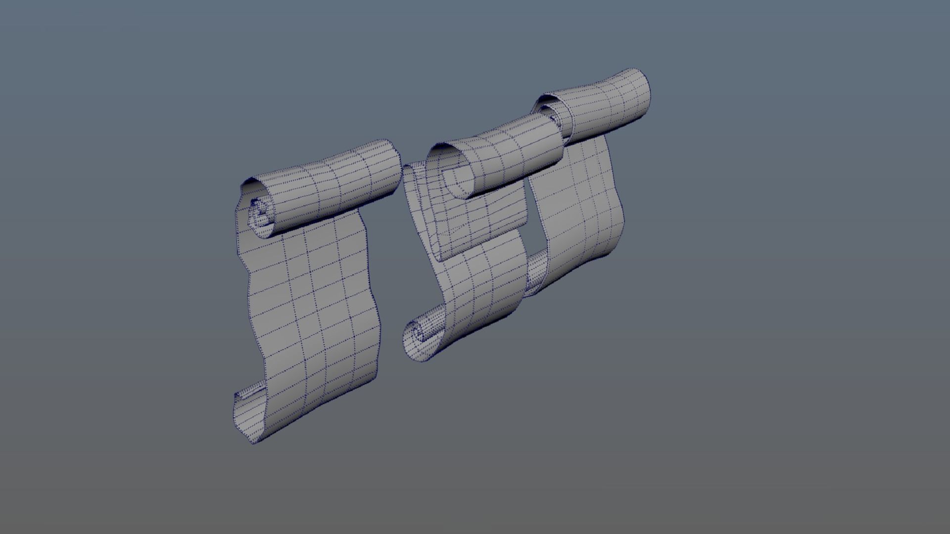Set of three papyrus scrolls PBR Low-poly 3D model_8