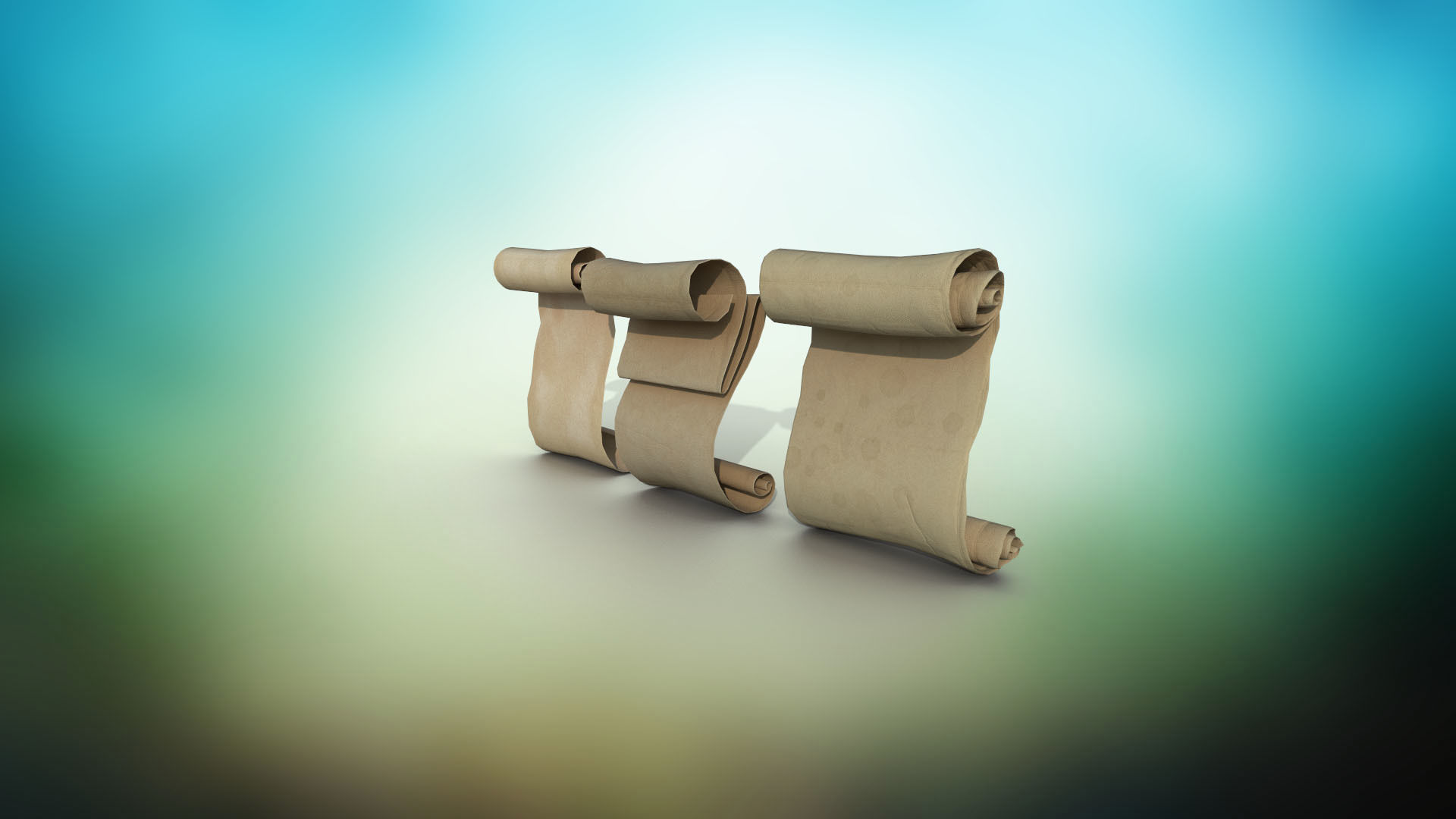 Set of three papyrus scrolls PBR Low-poly 3D model_5