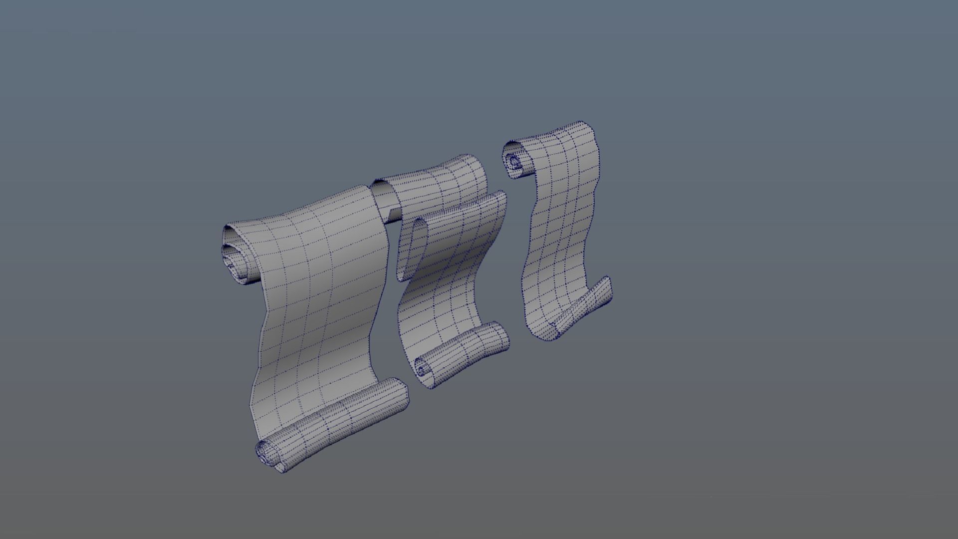 Set of three papyrus scrolls PBR Low-poly 3D model_7