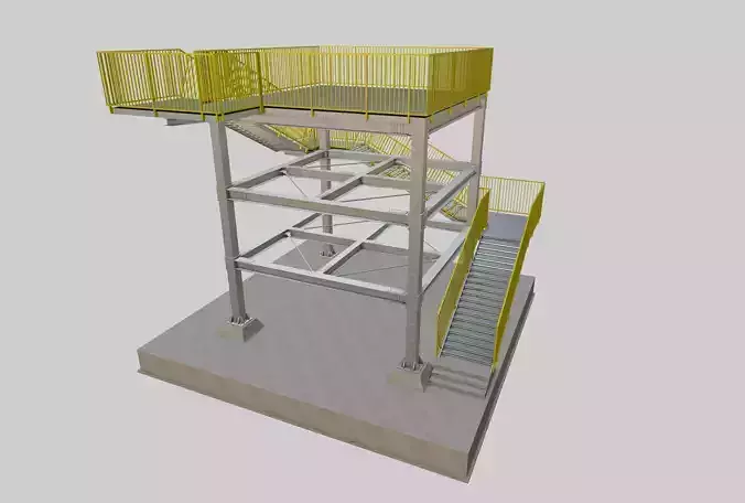 Steel Structure-Tsunami Evacuation Tower-Type-1 Free 3D model