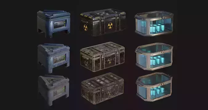 SciFi Crate Pack v1 Low-poly 3D model