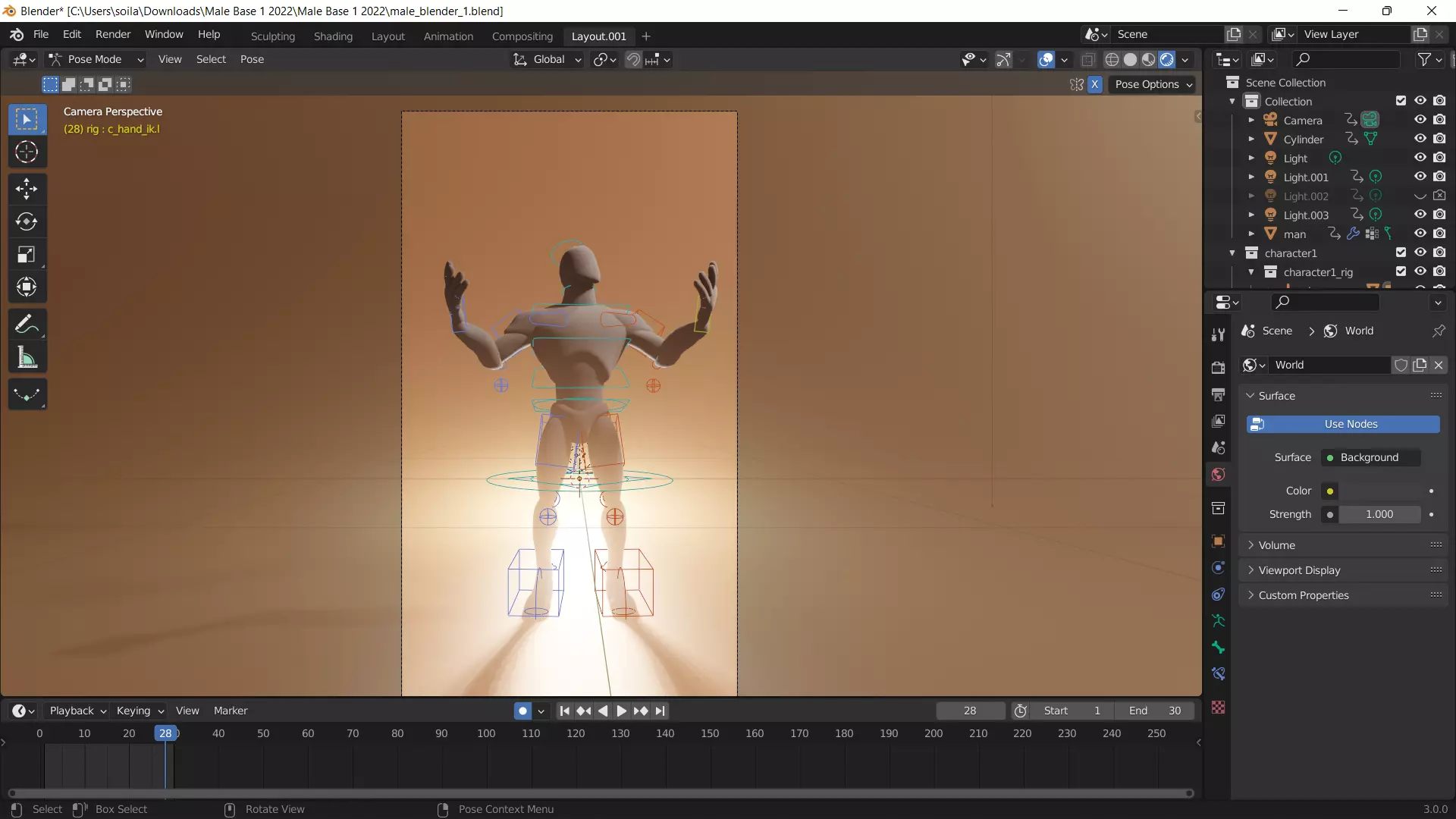 The Elemental Man Rigged Blender Character 3D model_0