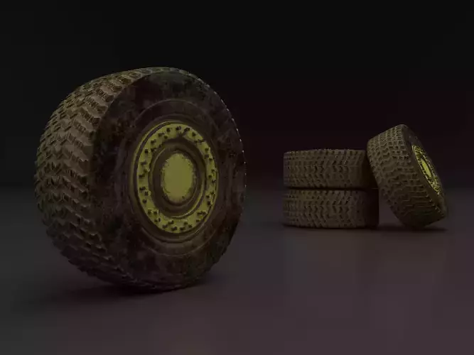 Truck Wheel 3D Model - Rusty and Dirty