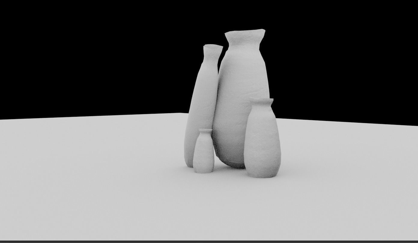 Long Pots Low-poly 3D model_8