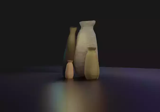 Long Pots  Low-poly 3D model