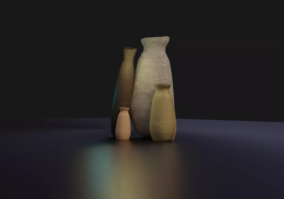 Long Pots Low-poly 3D model_0