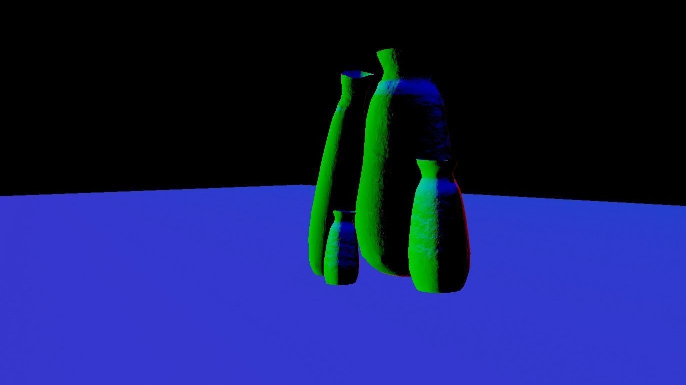 Long Pots Low-poly 3D model_9