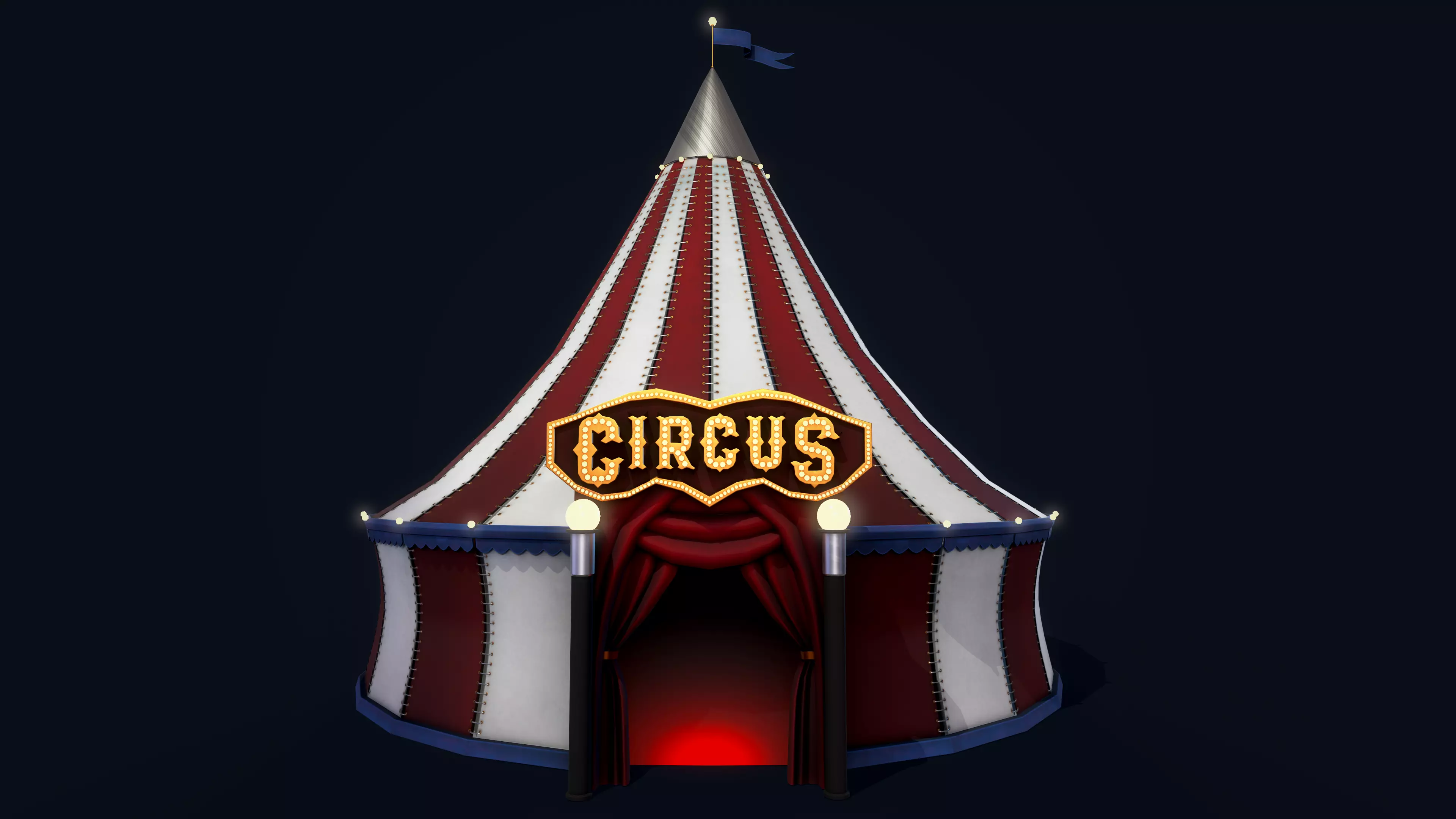 Stylized Circus Tent Low-poly 3D model_0