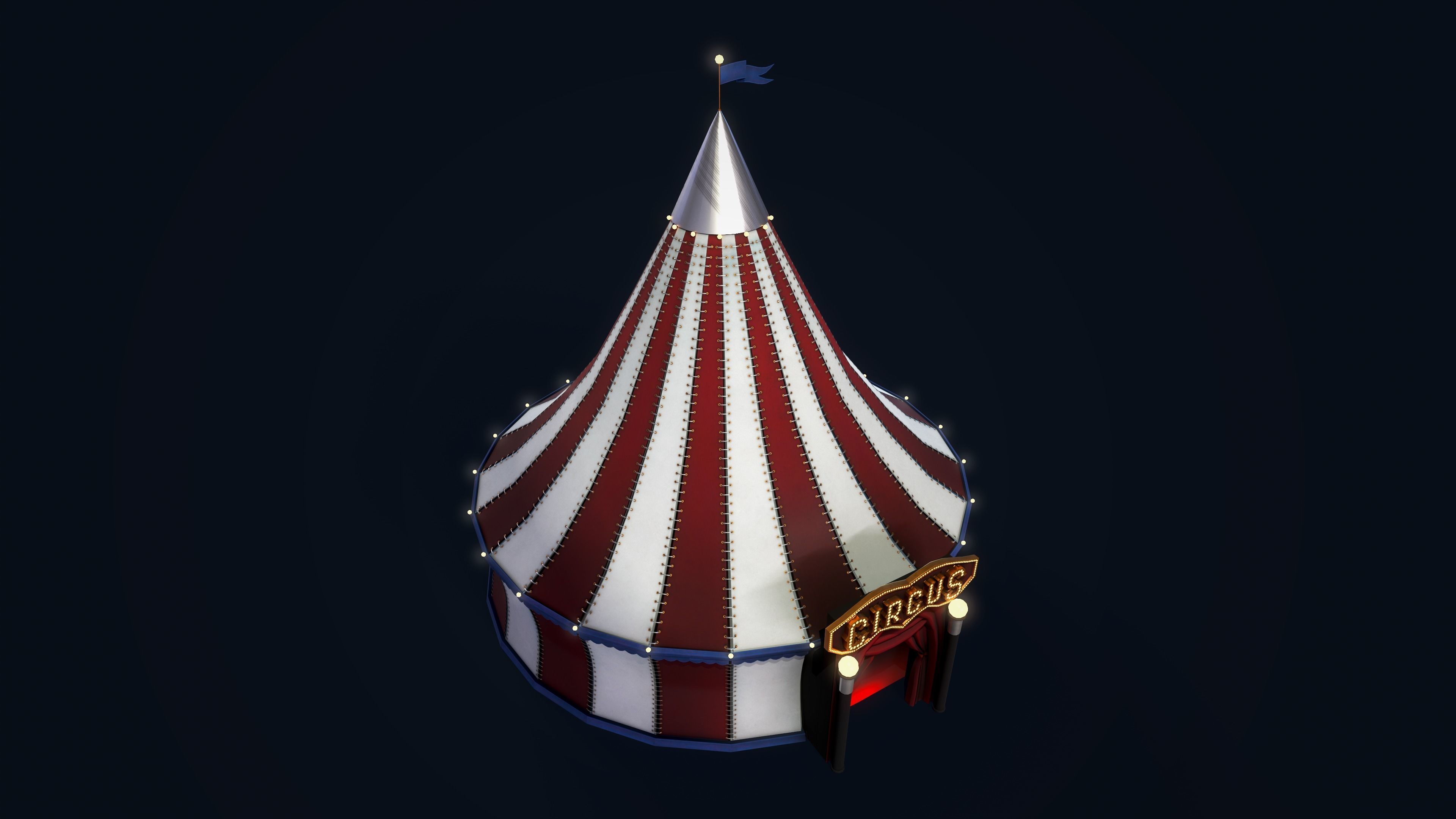 Stylized Circus Tent Low-poly 3D model_5