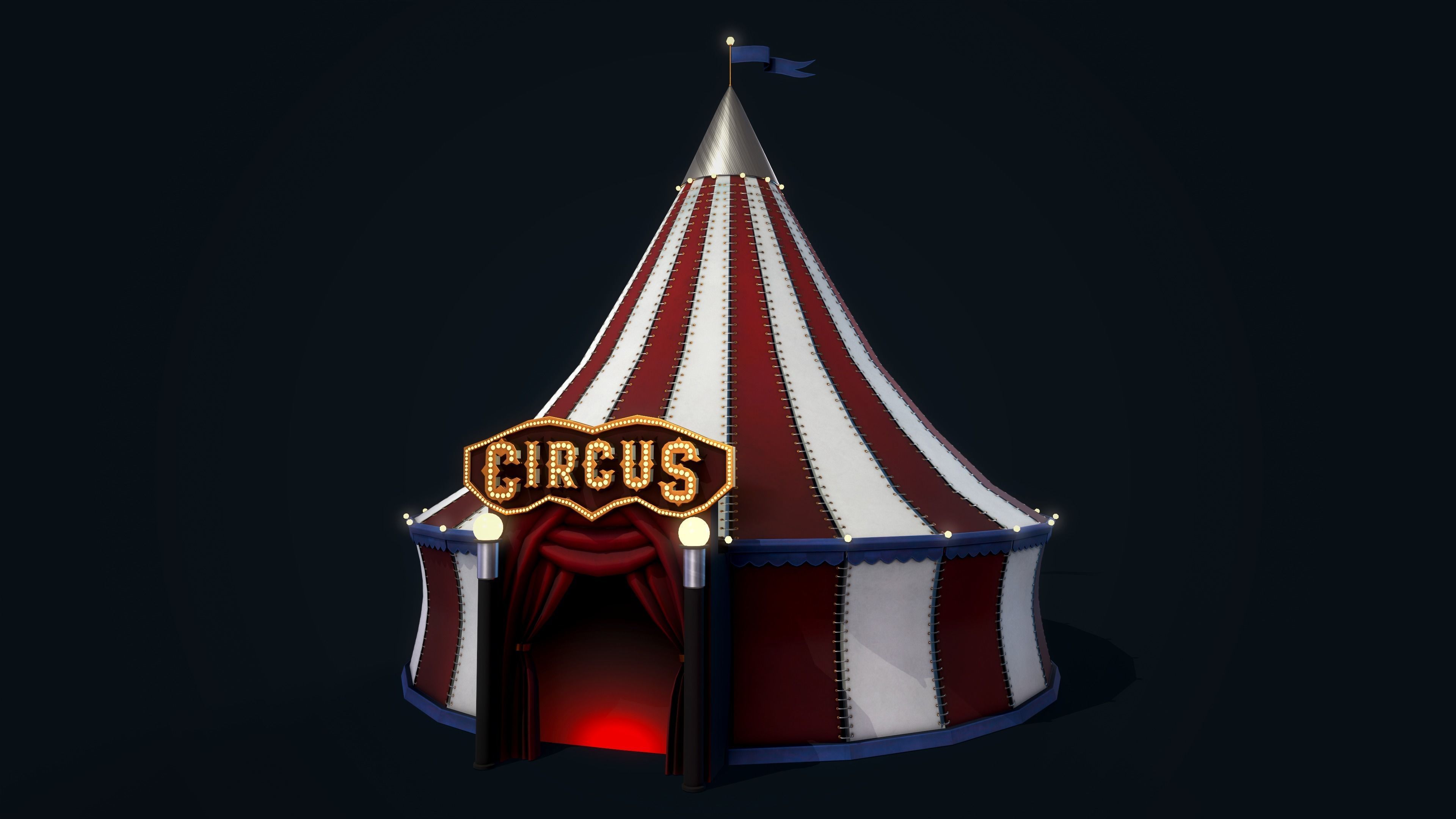Stylized Circus Tent Low-poly 3D model_4