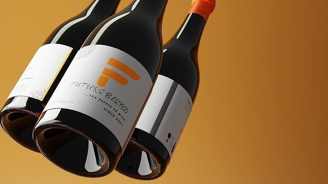 3D Wine  Champagne Glass Bottle Free 3D model