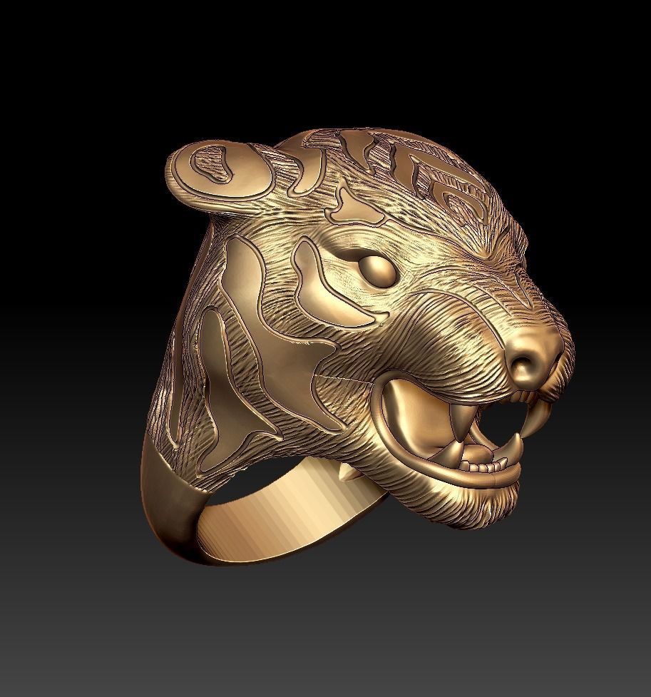 Tiger Head Ring 3D print model_15