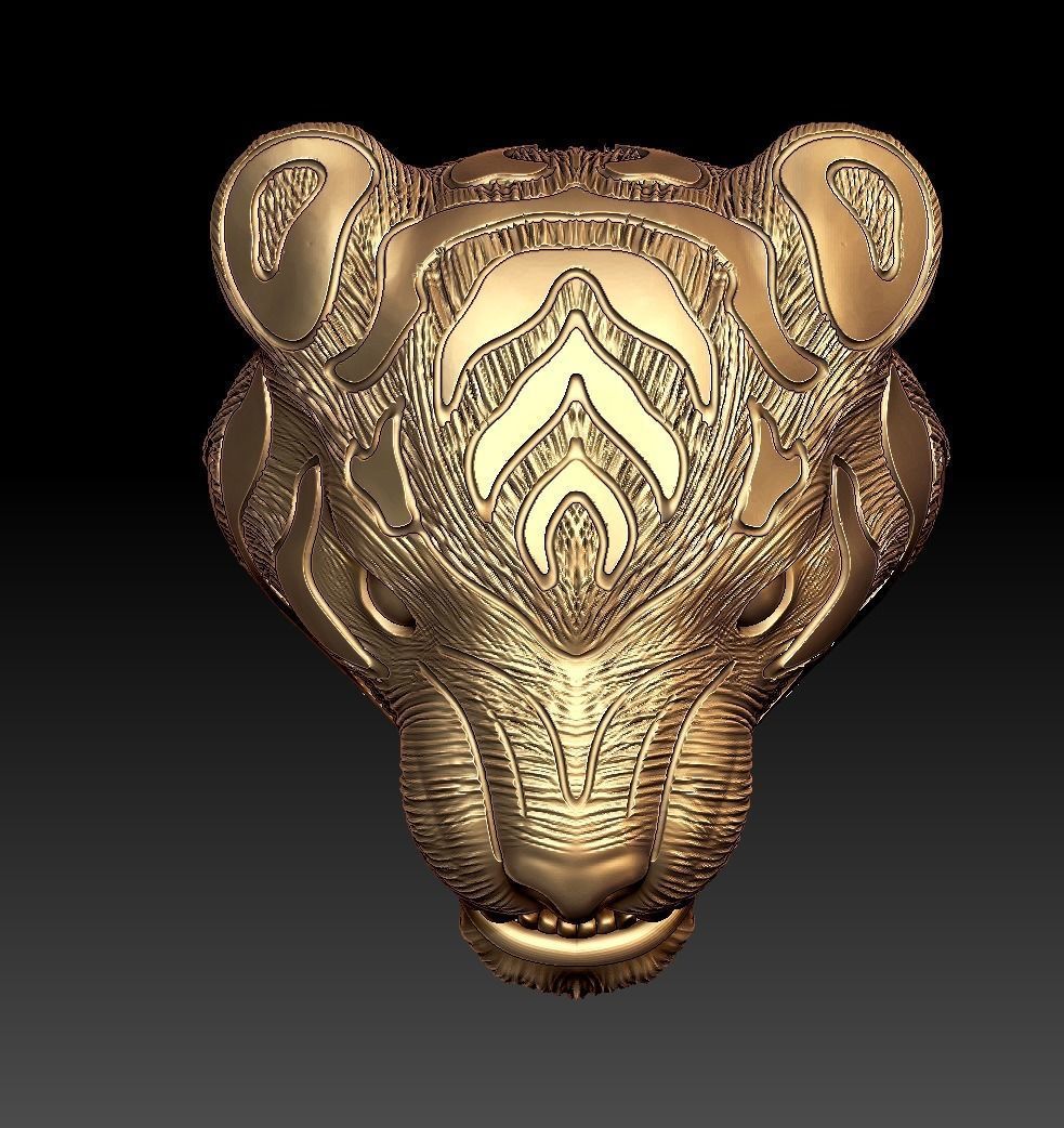 Tiger Head Ring 3D print model_11