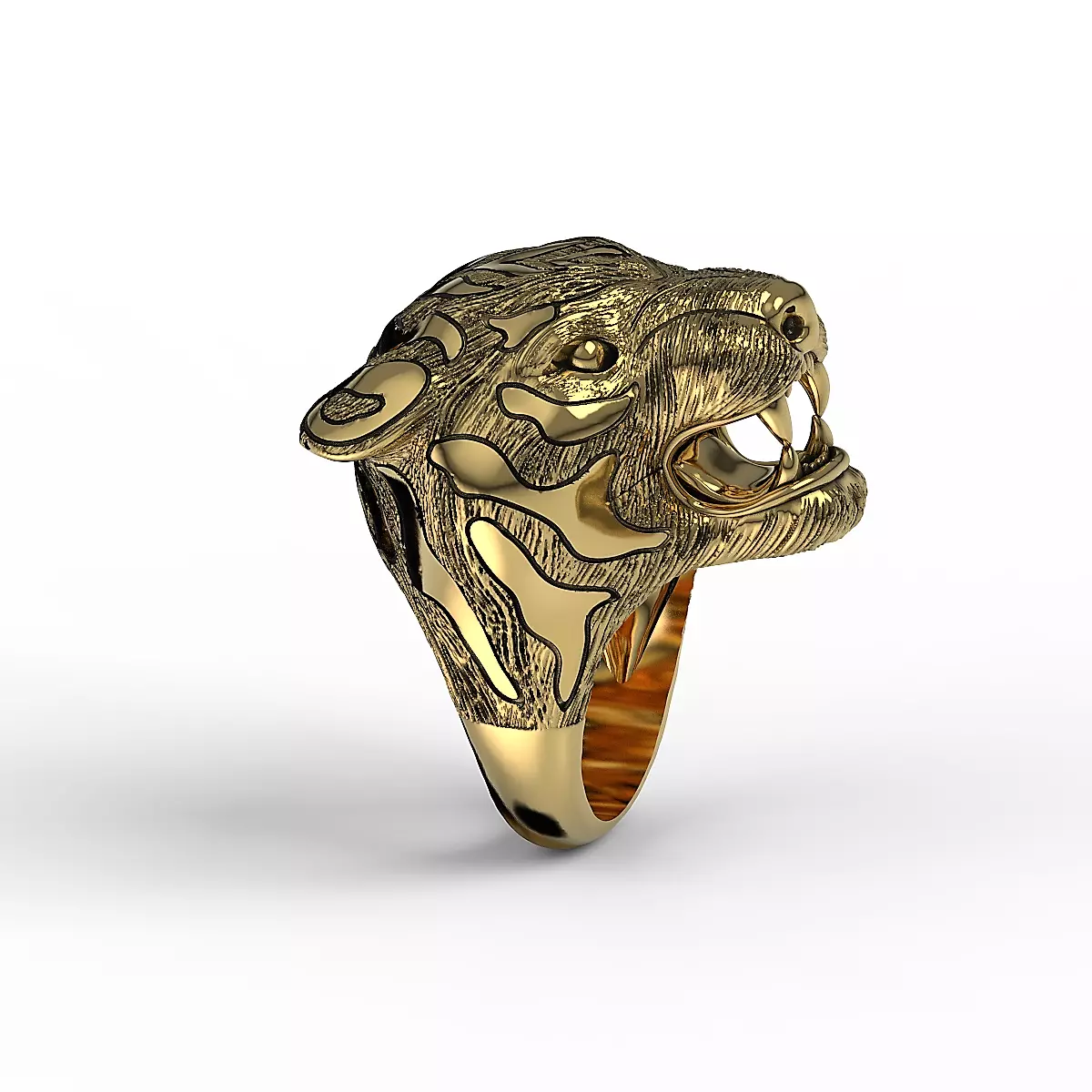 Tiger Head Ring 3D print model_0