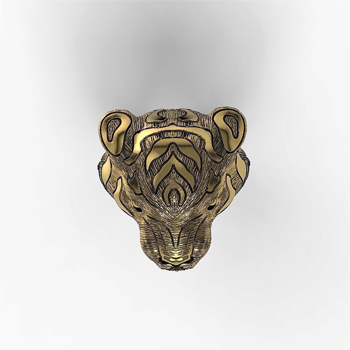Tiger Head Ring 3D print model_7